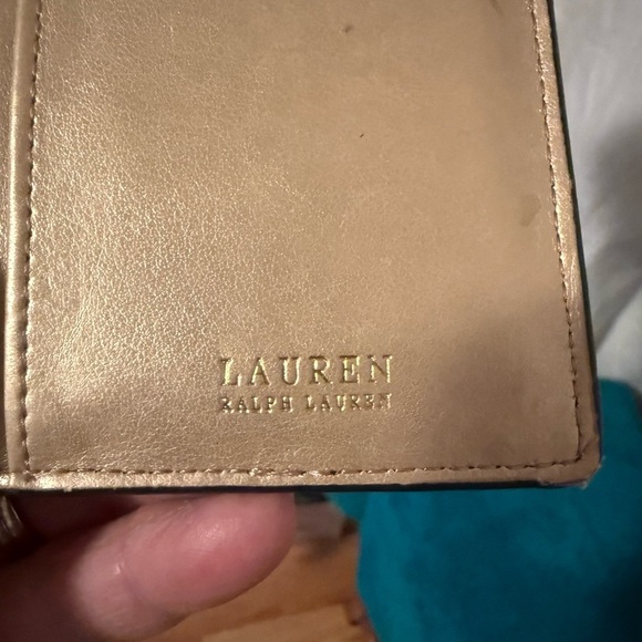 Lauren Ralph Lauren Vintage Black Leather With Gold Accents Women's Wallet - Picture 4 of 8